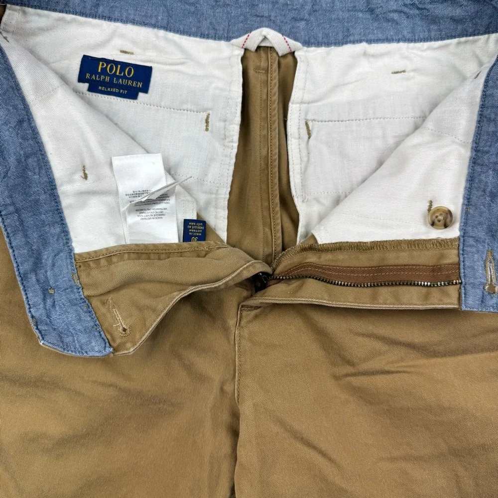 Polo Ralph‎ Lauren Men’s Khaki Chino Shorts Size 36 Relaxed Fit Casual Tan